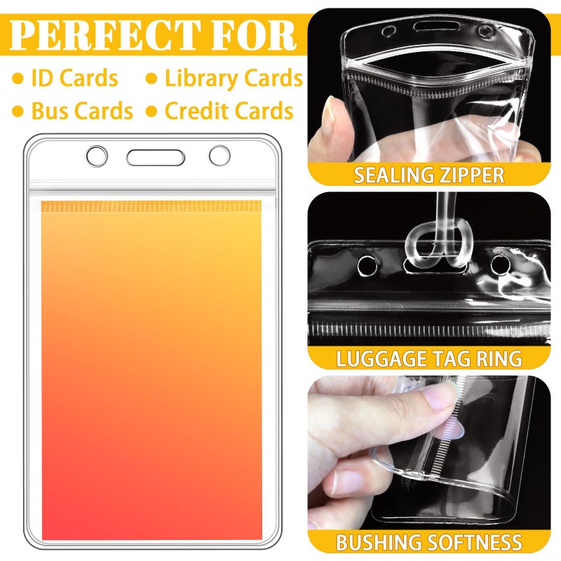 WYOMER 24 Pieces Plastic Luggage Bag Tag Holder Badge Label Tag Holder Clear ID Card Holder with 24 Pack Luggage Tag Loop Straps for Office Business Travel Supplies - Image 3